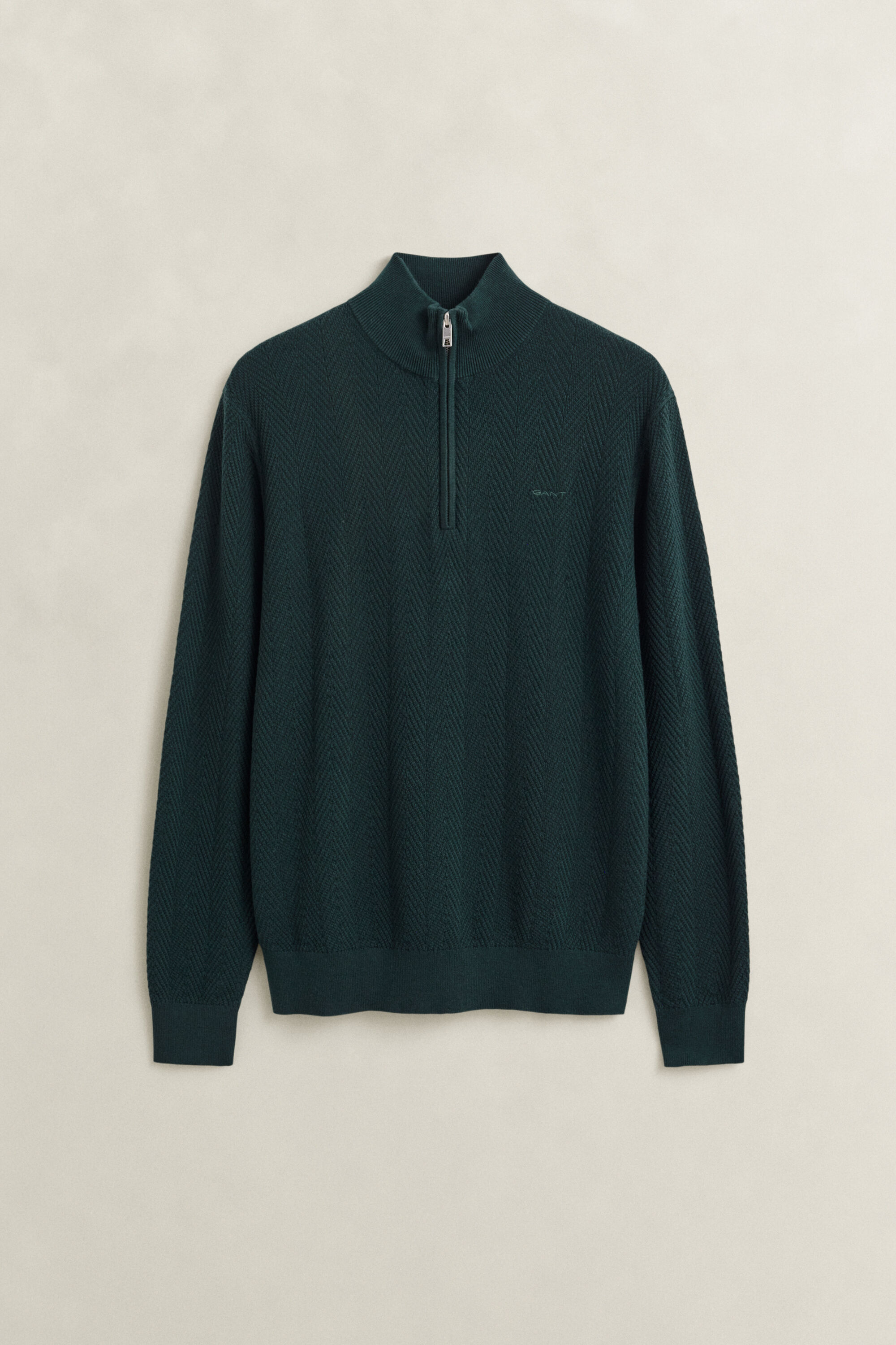Fiskbensmönstrad half-zip tröja