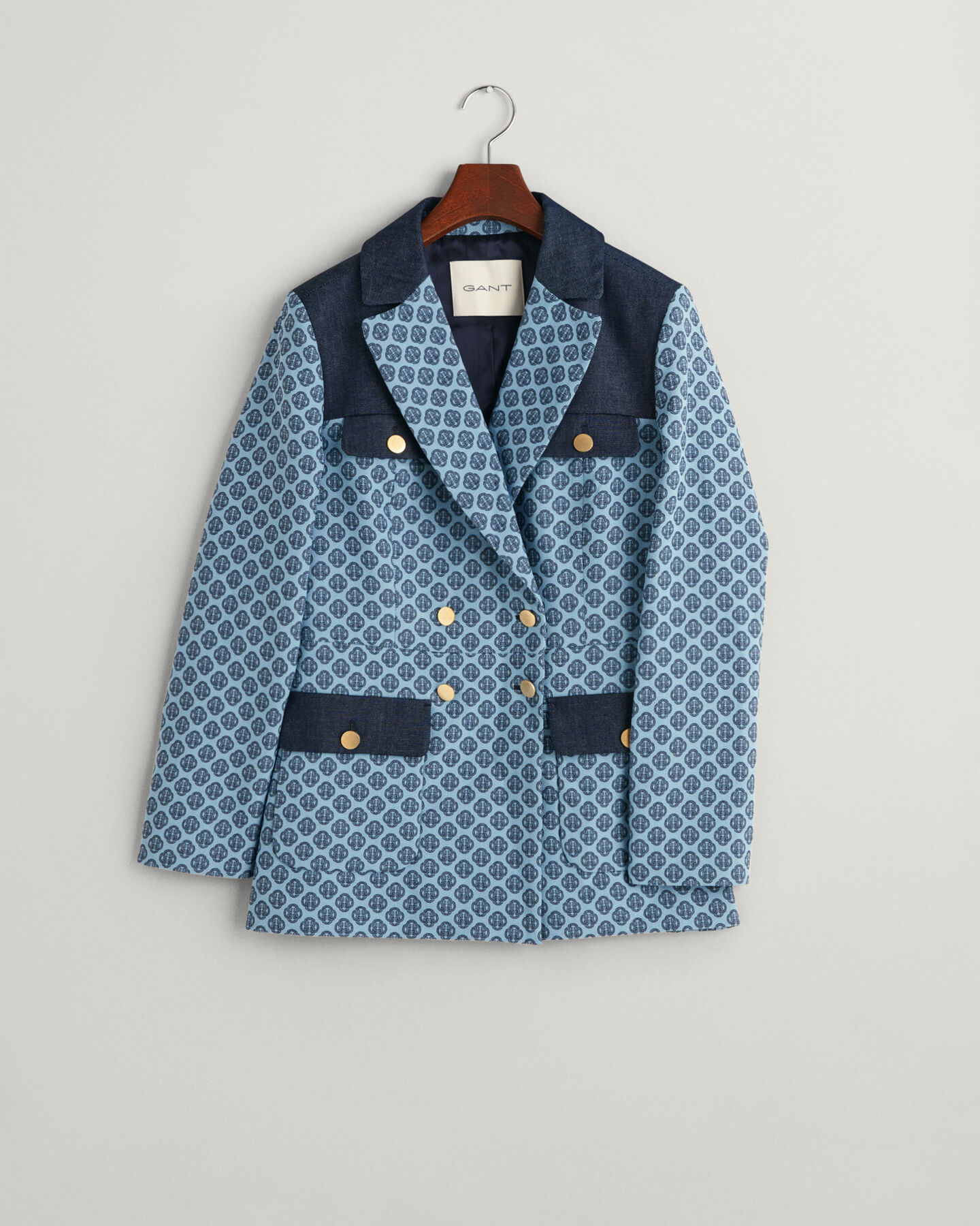 Slim fit kavaj i jacquard med monogram