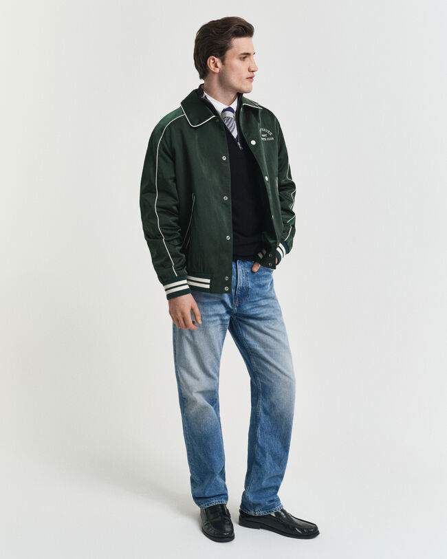 Tröja i bomullspiké med dragkedja vid halsöppningen