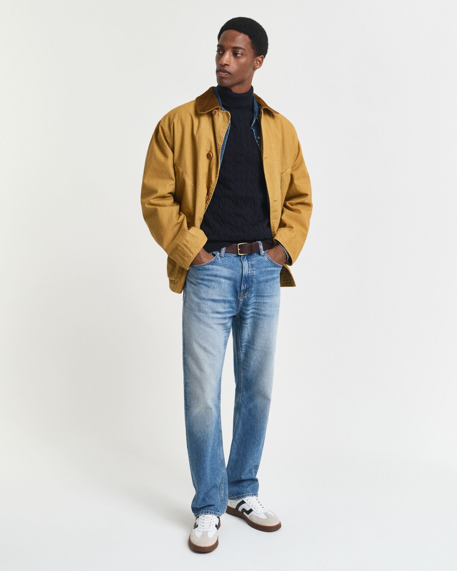 Kabelstickad polotröja i bomull