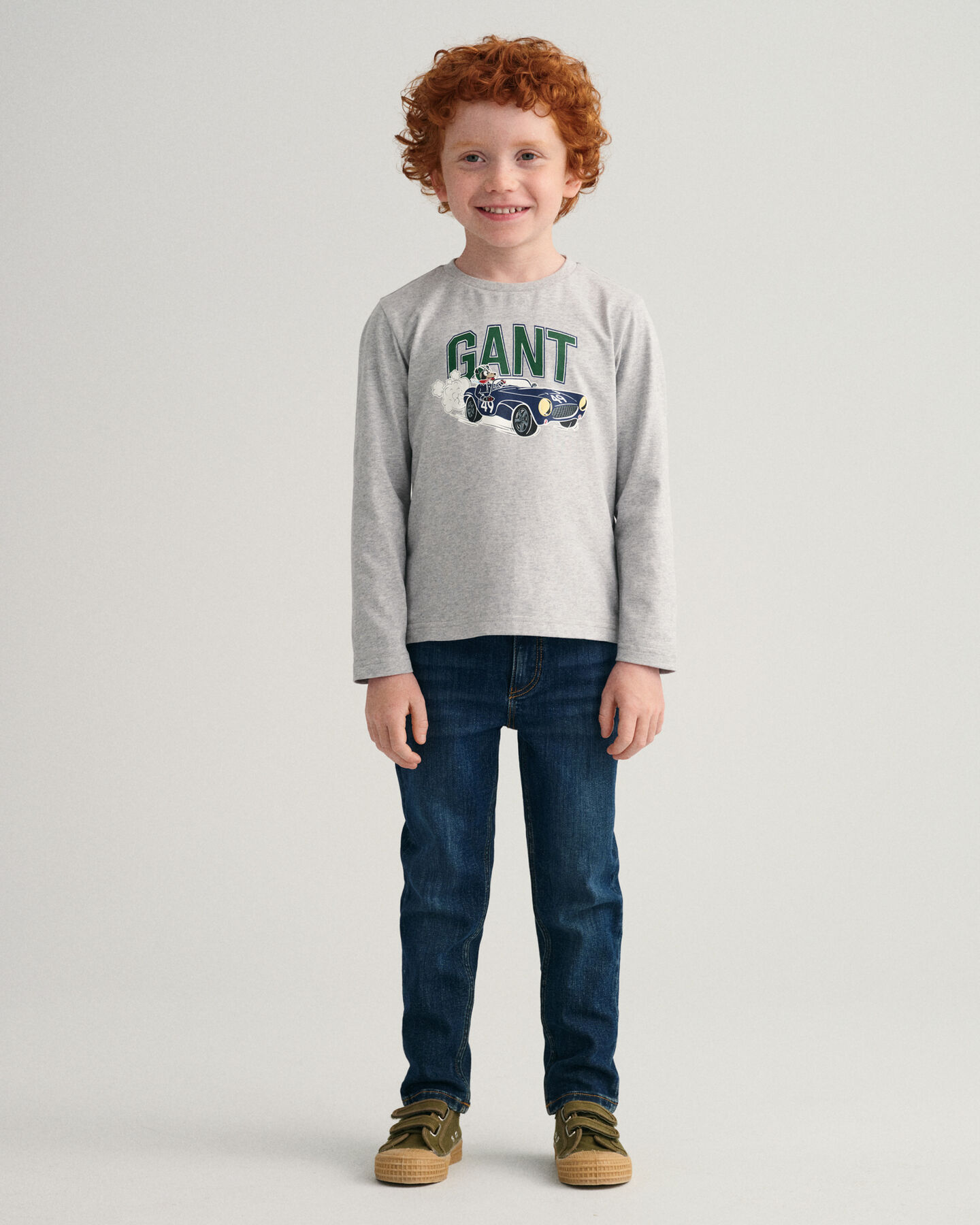 Boys Driving Dog l&aring;ng&auml;rmad t-shirt