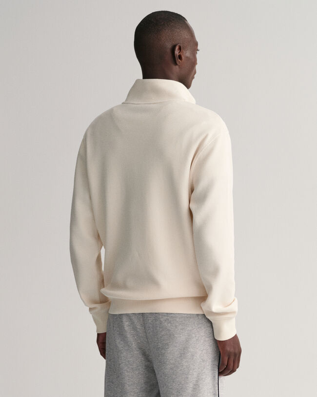 Waffle Texture half-zip sweatshirt