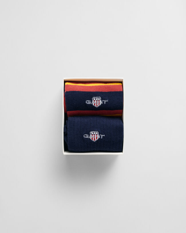 Tv&aring;pack rugbyrandiga strumpor i presentf&ouml;rpackning