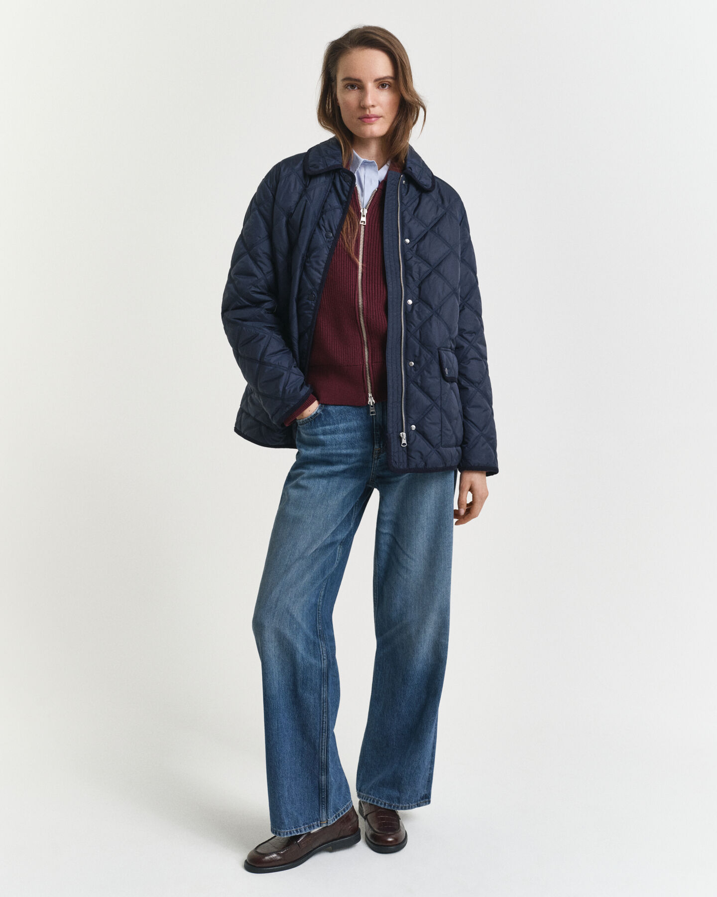 Quiltad jacka med manchesterdetaljer