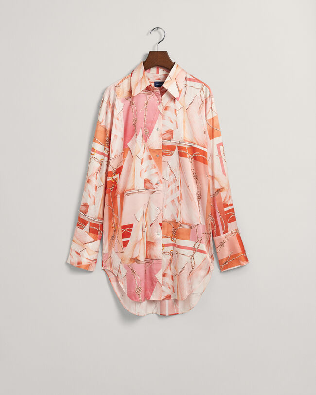 Relaxed fit Sailing mönstrad sidenskjorta