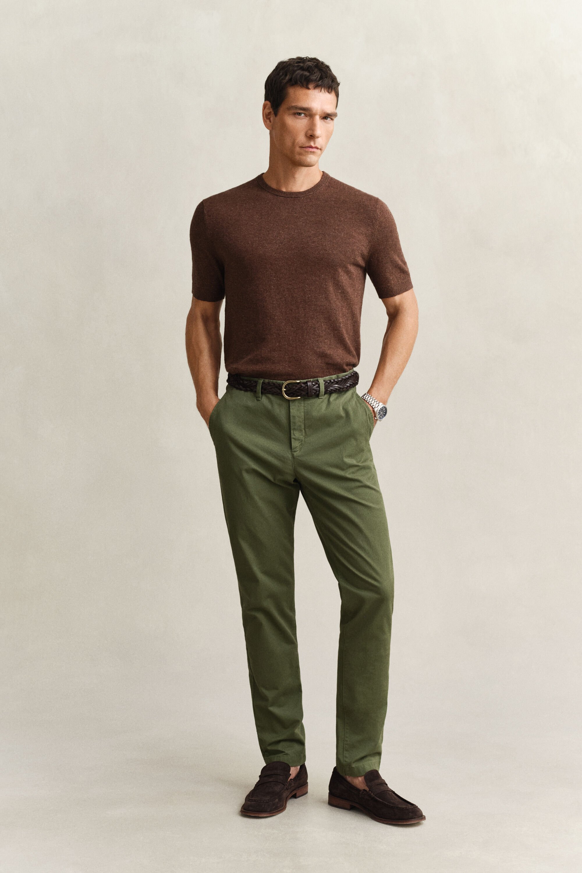 Kortärmad tröja i grovspunnen bomullsblandning