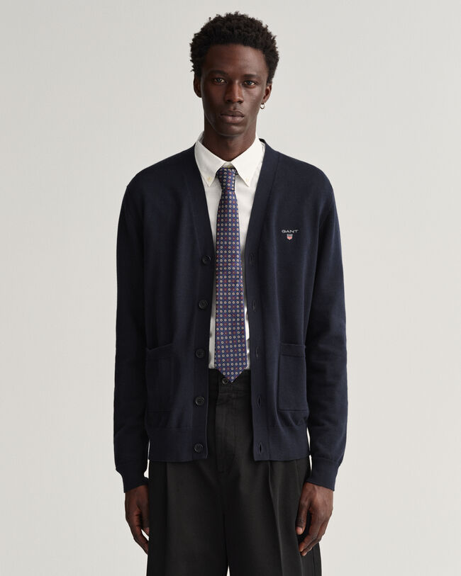 Classic bomullscardigan med V-ringning