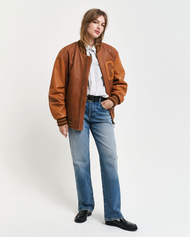 GANT Varsity Jacket i skinn