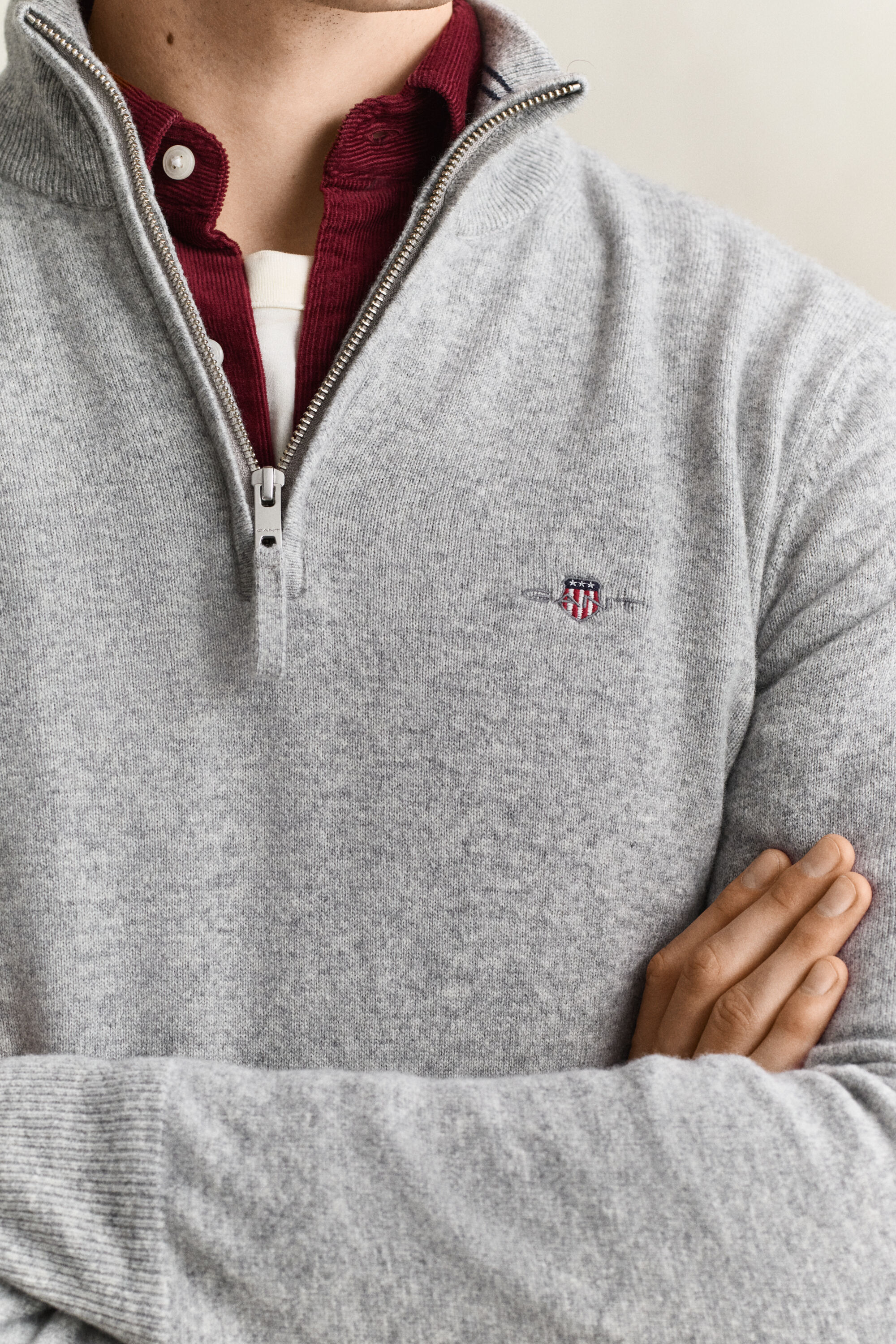 Tröja i lammull med half-zip