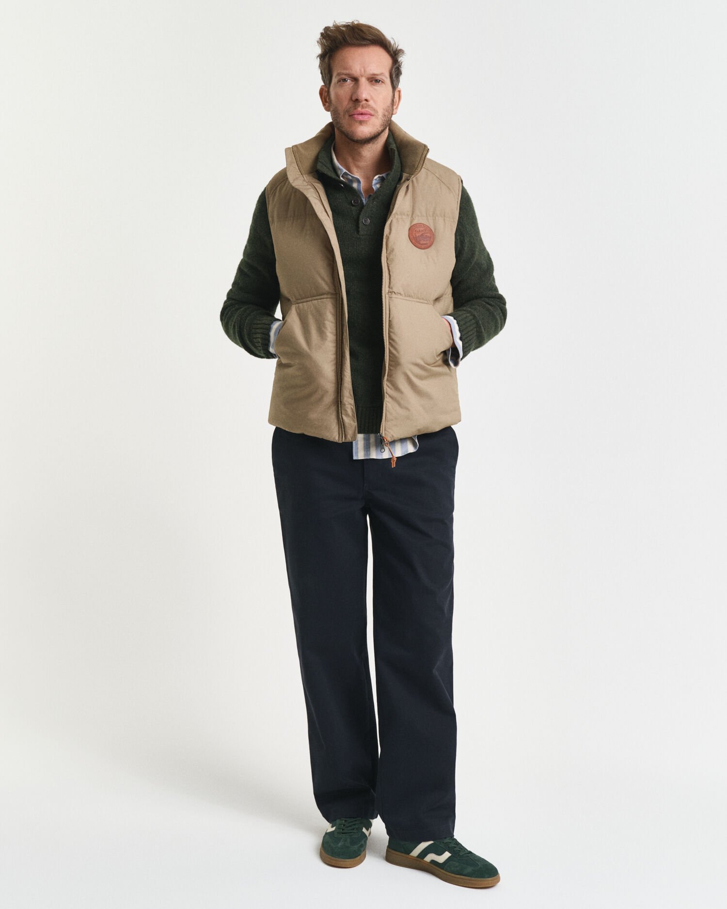 Halvknäppt tröja i ullblandning med neps