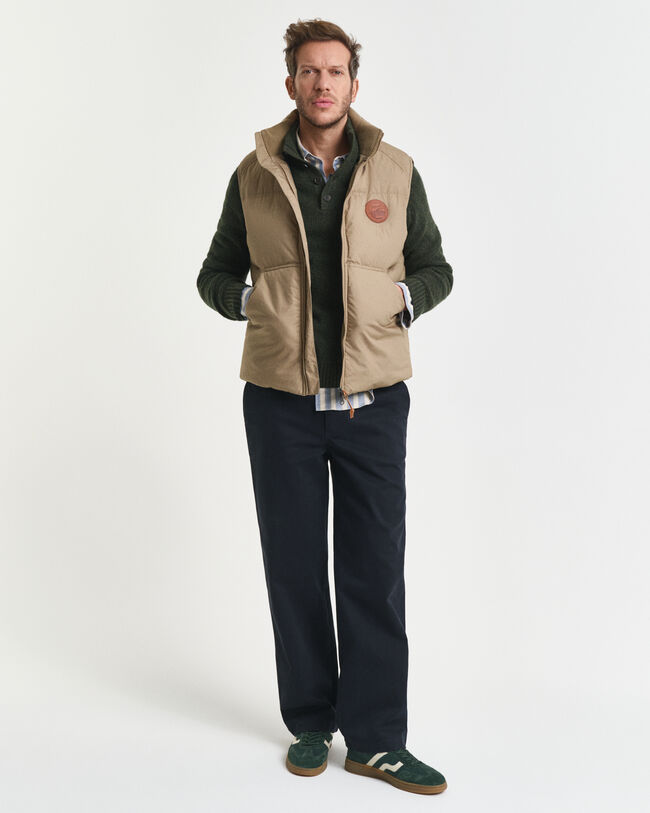 Halvknäppt tröja i ullblandning med neps