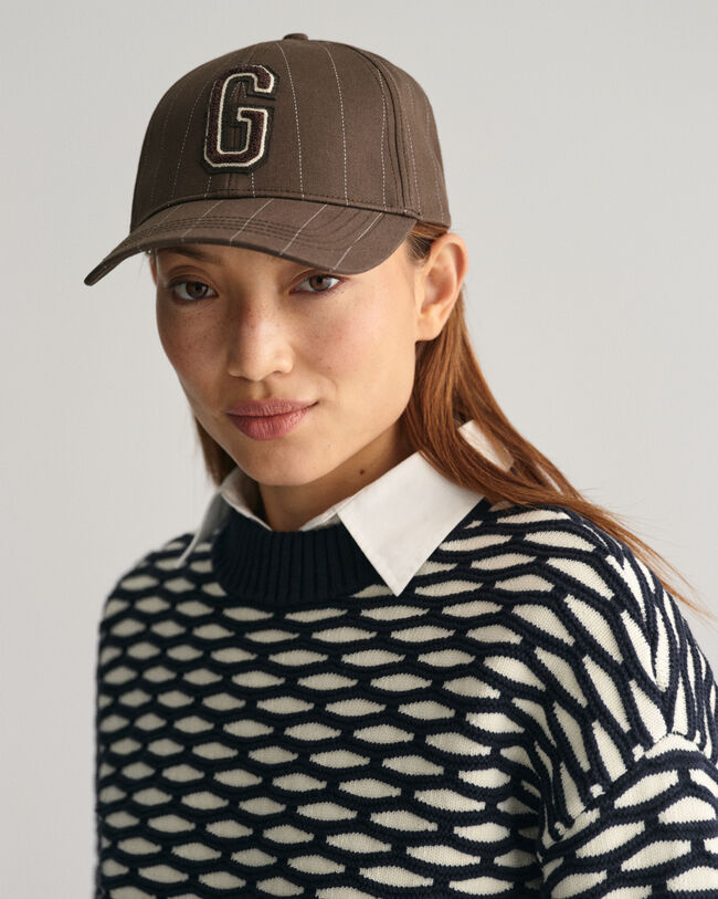 Intarsiastickad tr&ouml;ja med rund hals