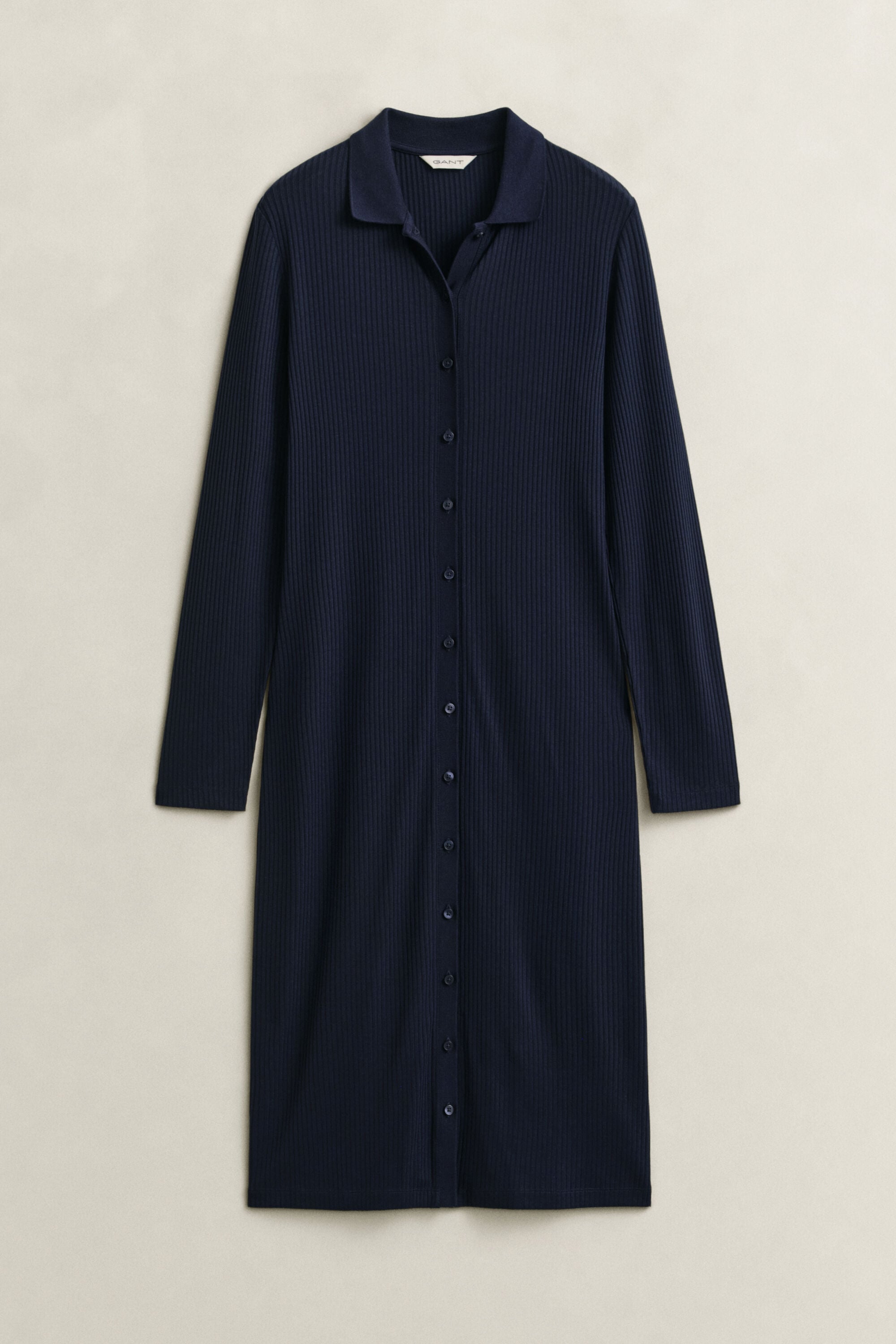 Slim fit ribbstickad pikéklänning