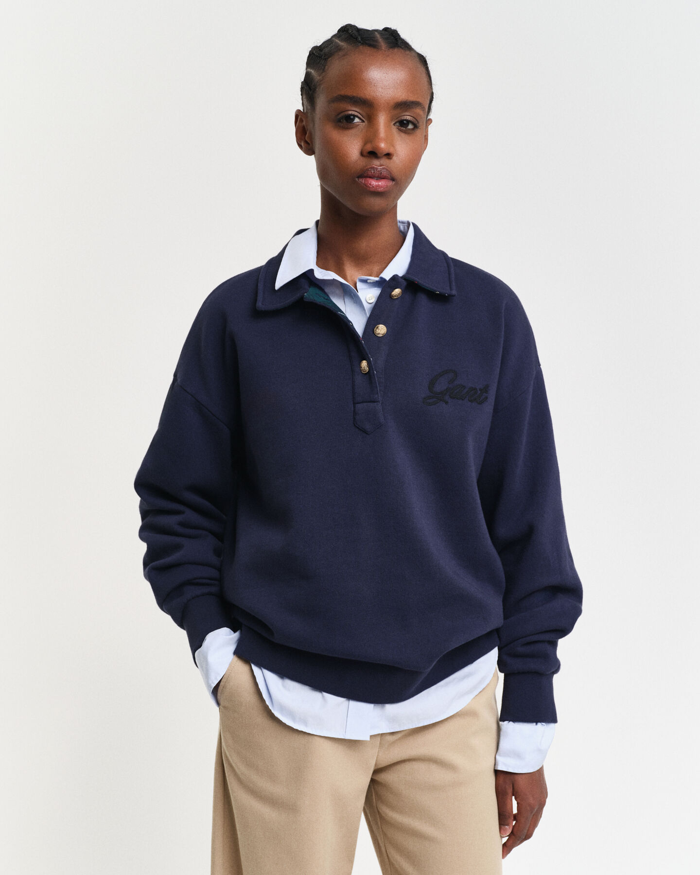 Rugger sweatshirt med text i kursiv