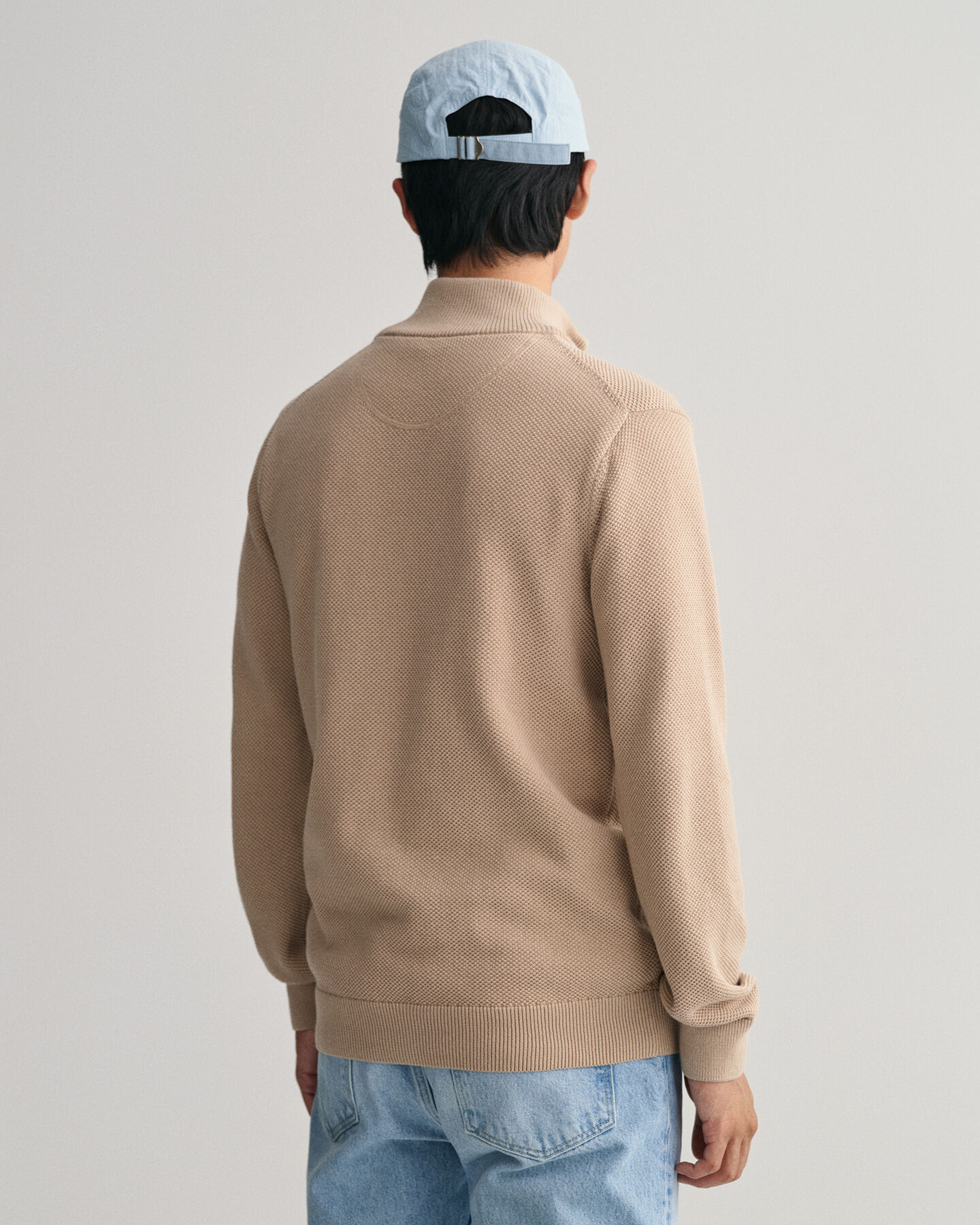 Cardigan i bomullspik&eacute; med dragkedja