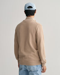 Cardigan i bomullspik&eacute; med dragkedja