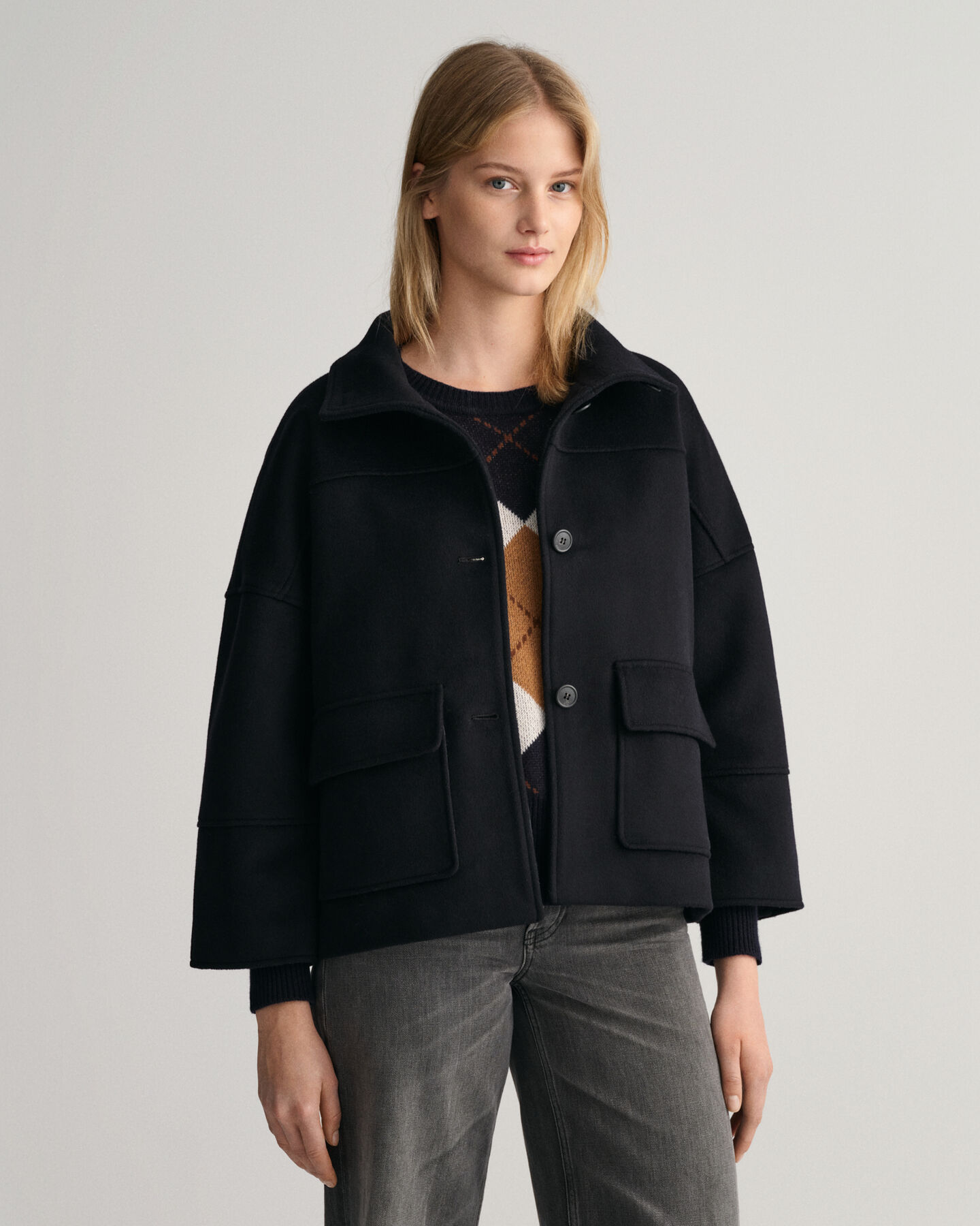 Cropped jacka i ullblandning