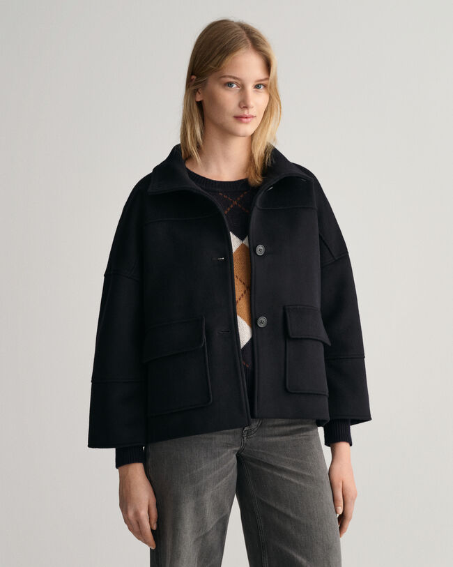 Cropped jacka i ullblandning