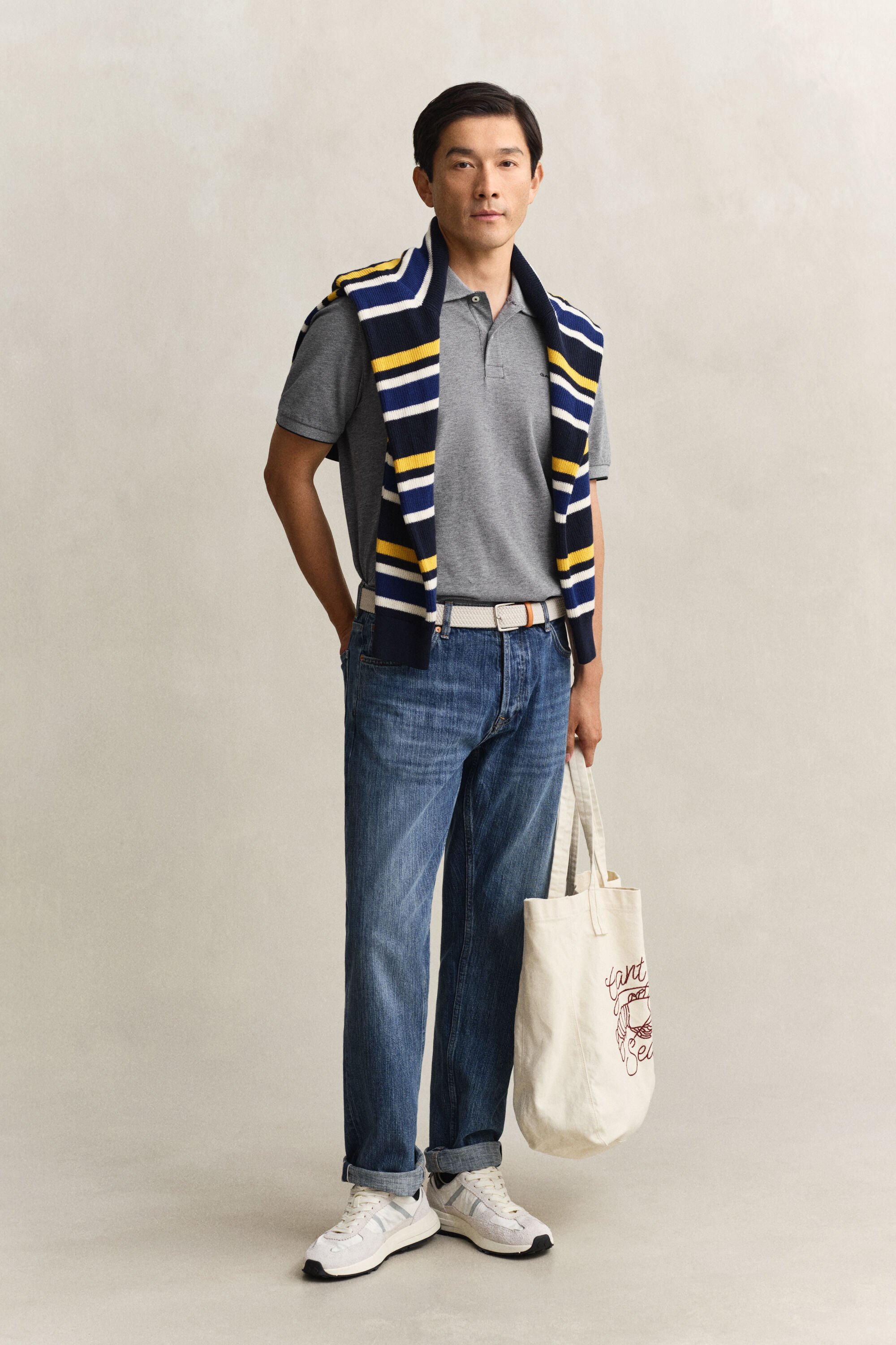 Tvåfärgad pikétröja