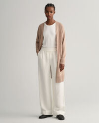 Lång V-ringad kofta i linneblandning