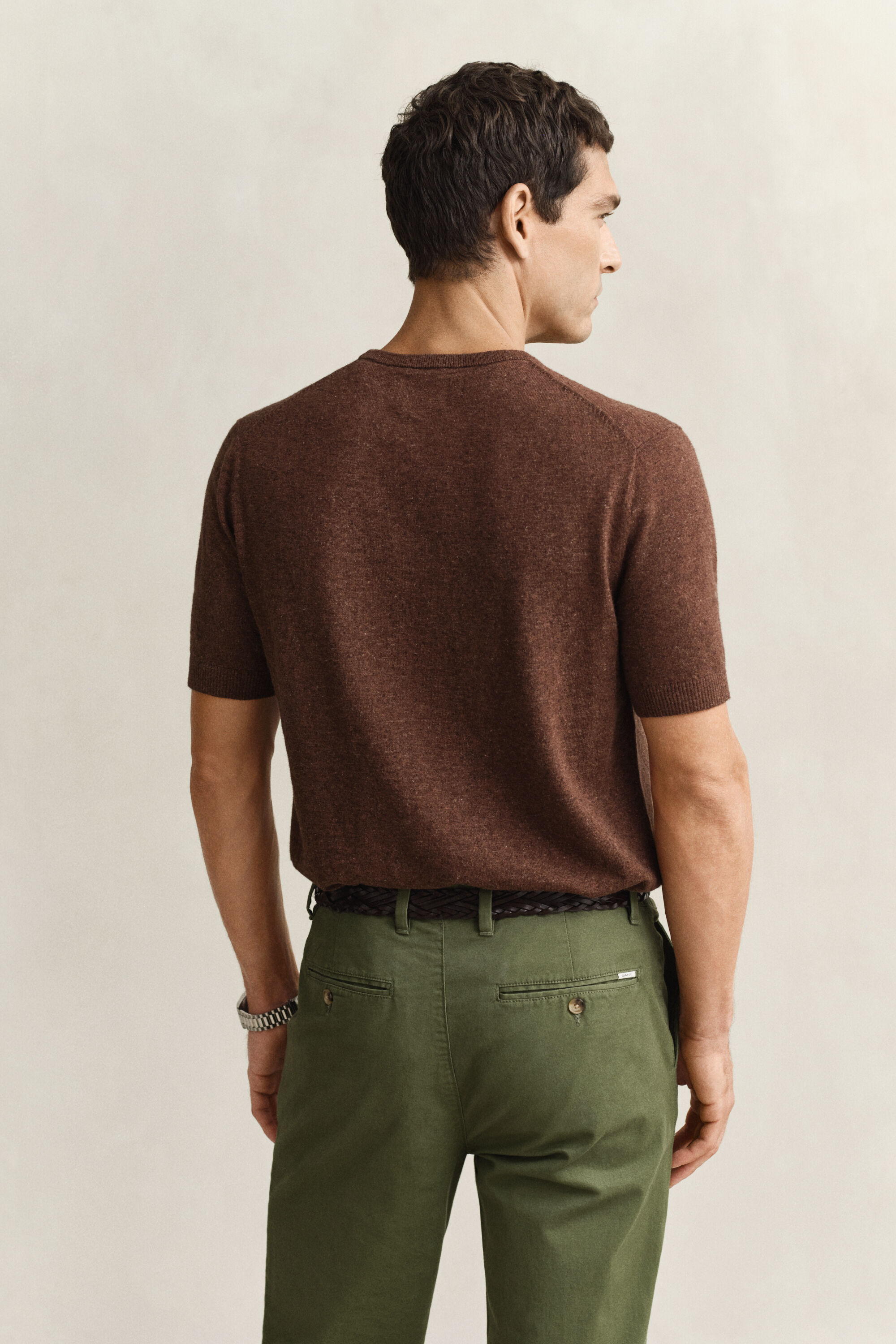 Kortärmad tröja i grovspunnen bomullsblandning