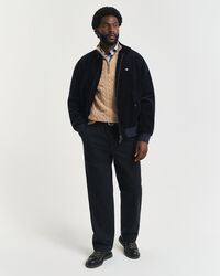 Kabelstickad bomullströja med dragkedja vid halsöppningen