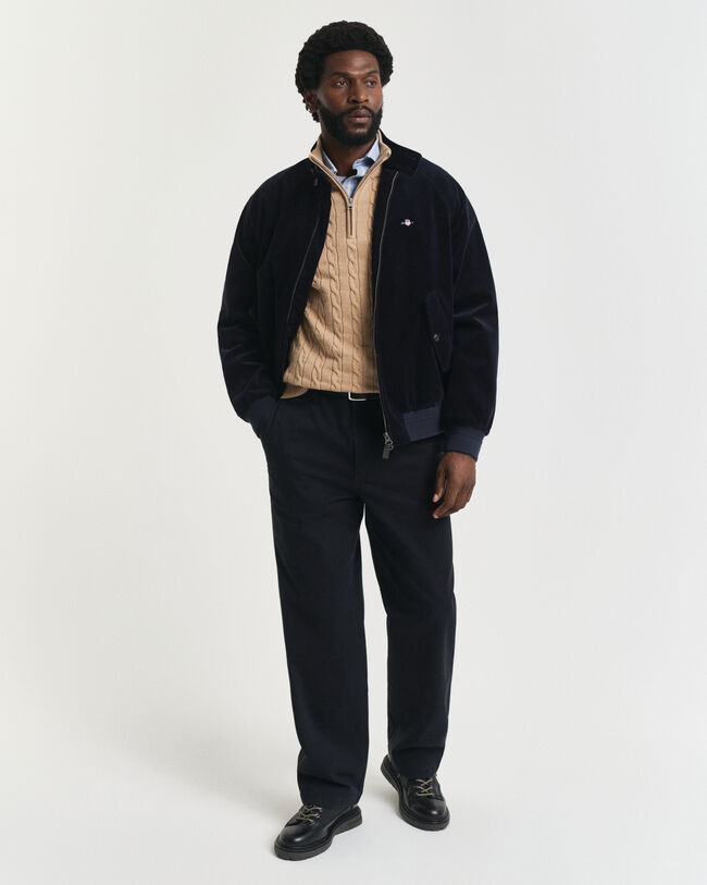 Kabelstickad bomullströja med dragkedja vid halsöppningen