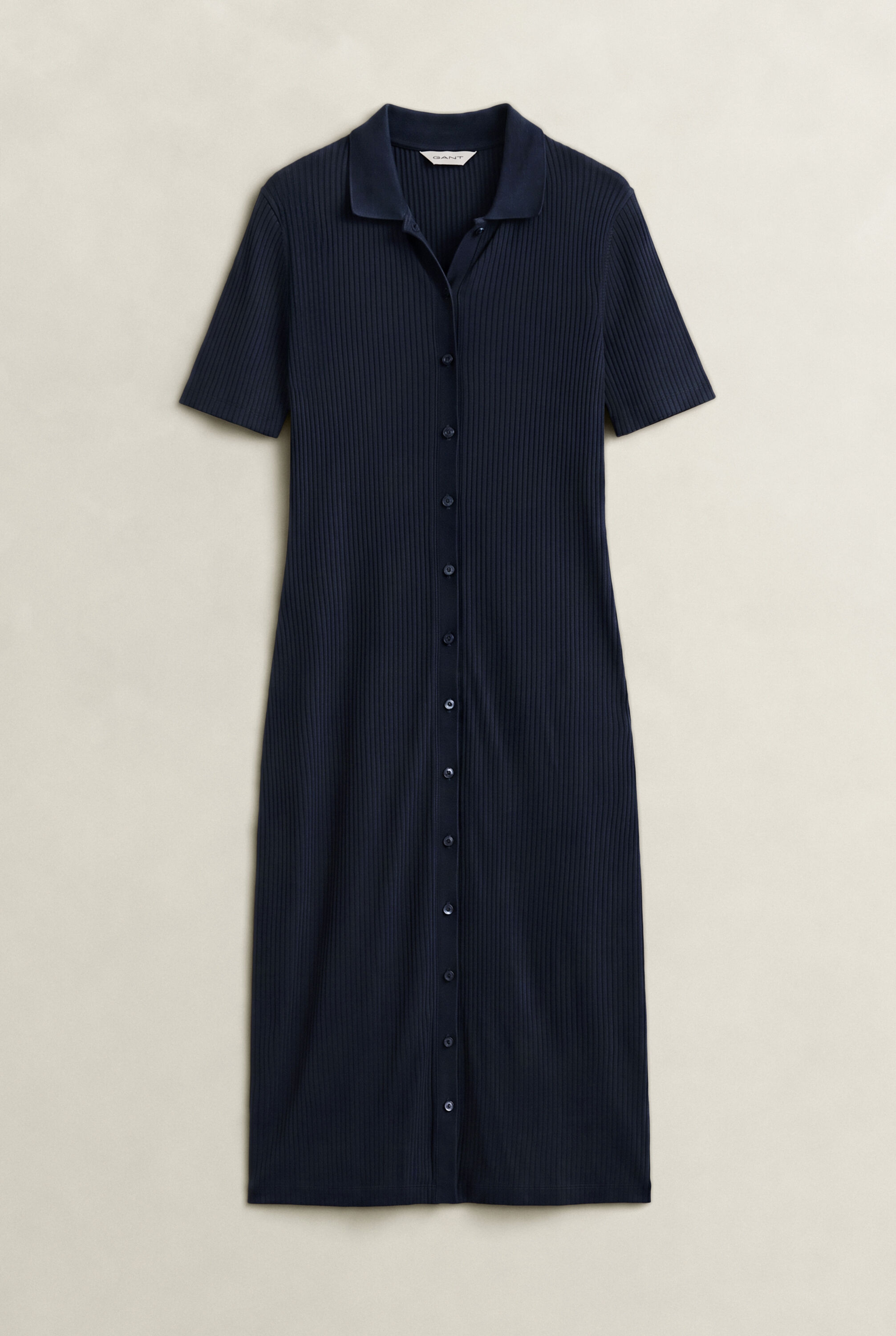 Slim fit ribbstickad pikéklänning