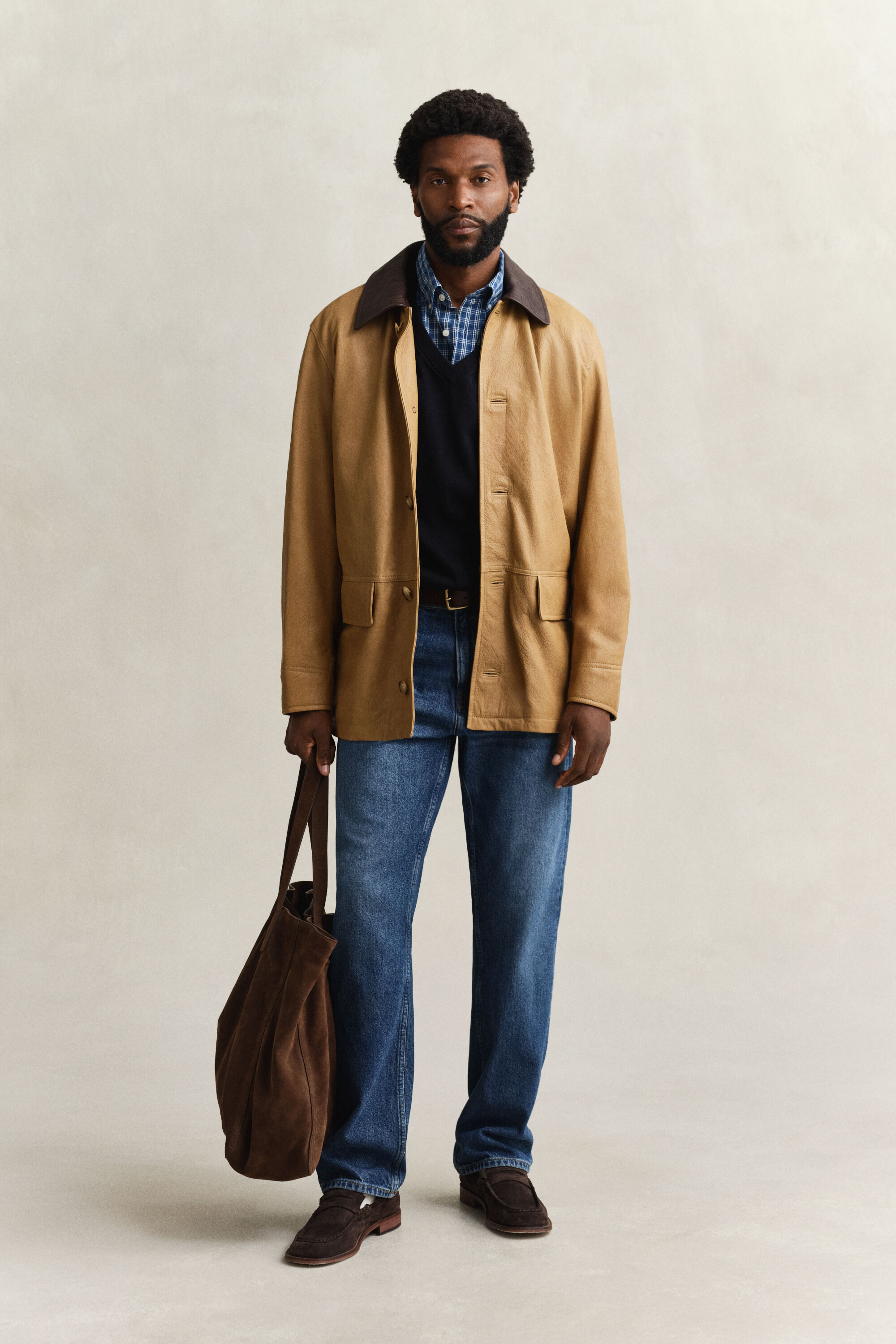 Indigofärgad rutig skjorta