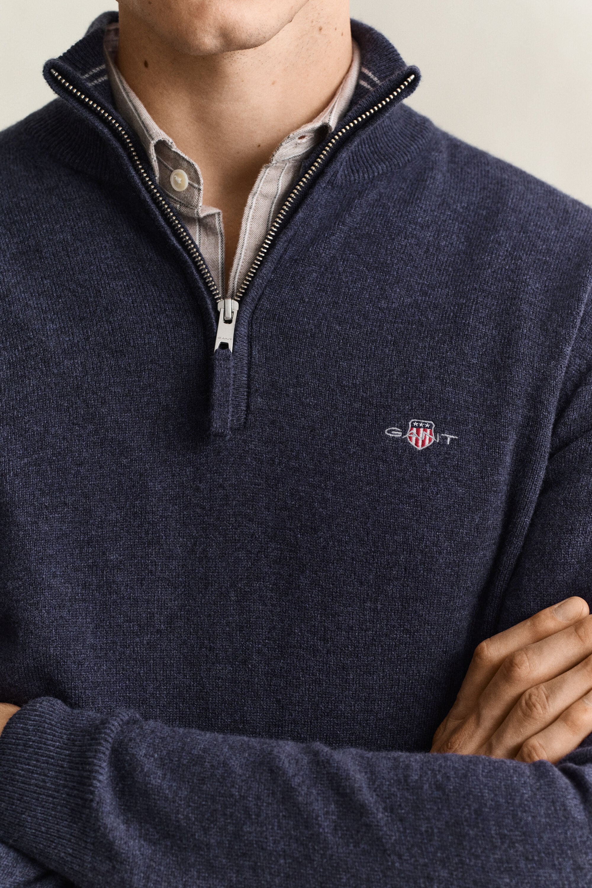 Tröja i lammull med half-zip