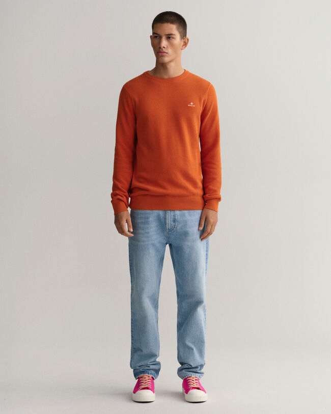 Crew neck tr&ouml;ja i bomullspik&eacute;