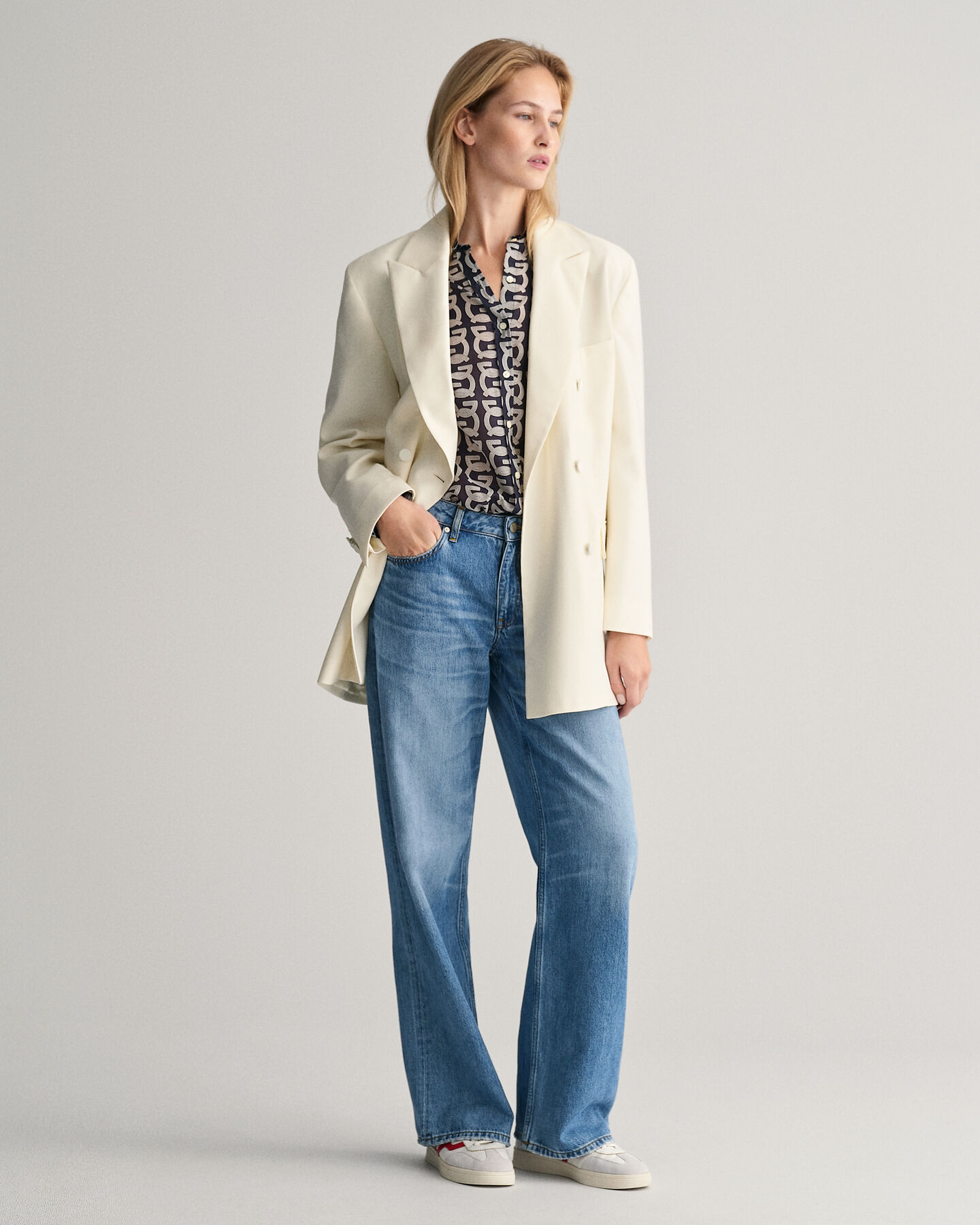 Relaxed fit G-mönstrad skjorta i bomull och silke