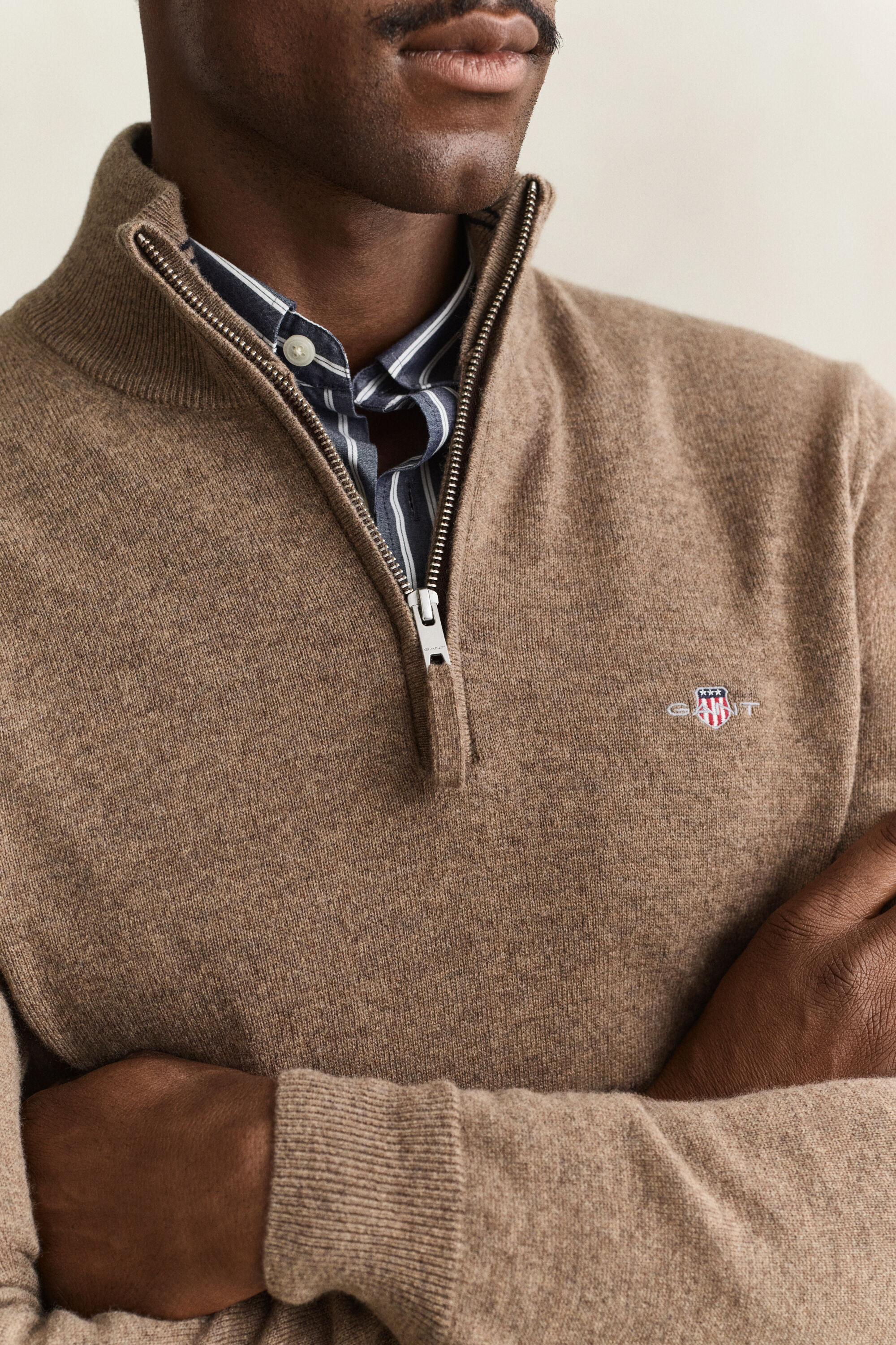 Tröja i lammull med half-zip
