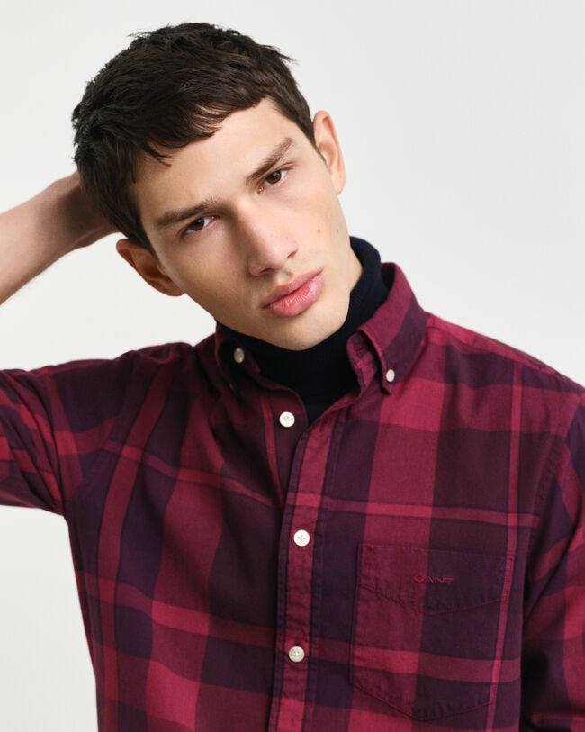 Regular Fit Garment-Dyed Checked Shirt
