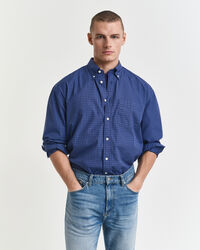 Oversized smårutig poplinskjorta