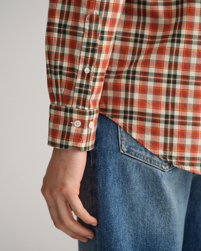 Regular fit skotskrutig poplinskjorta