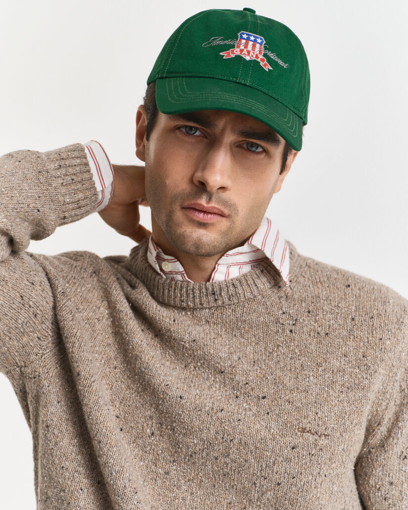 Rundhalsad tröja i ullblandning med neps