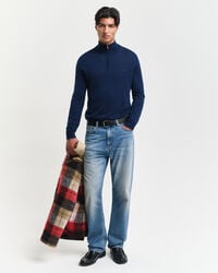 Tröja med halv dragkedja i extra fin merinoull