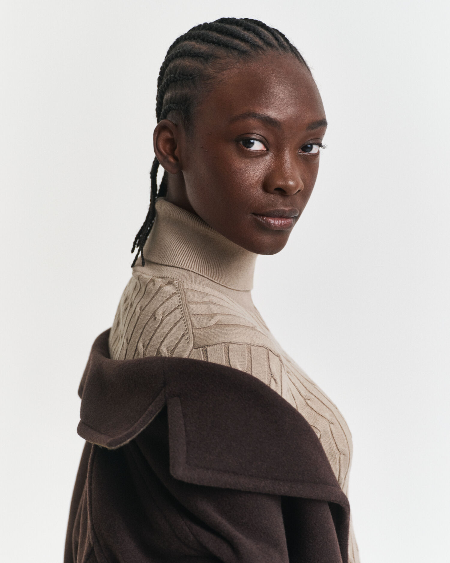 Kabelstickad polotröja i bomullsstretch