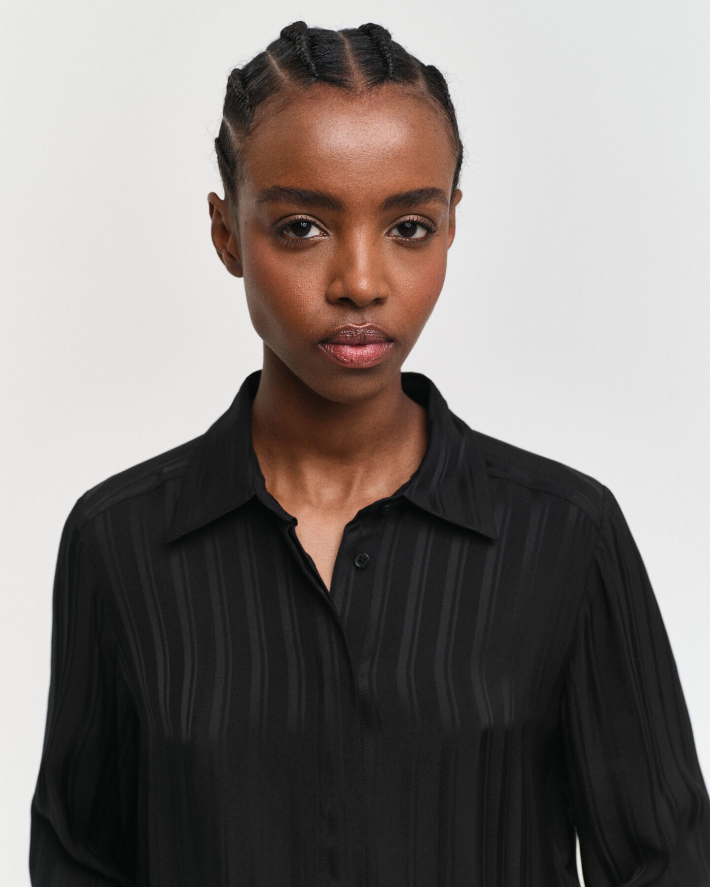 Regular fit randig sidenskjorta