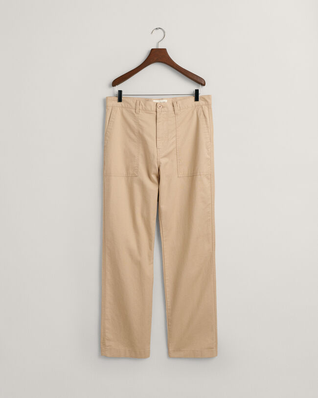 Regular fit chinos i bomull och linne