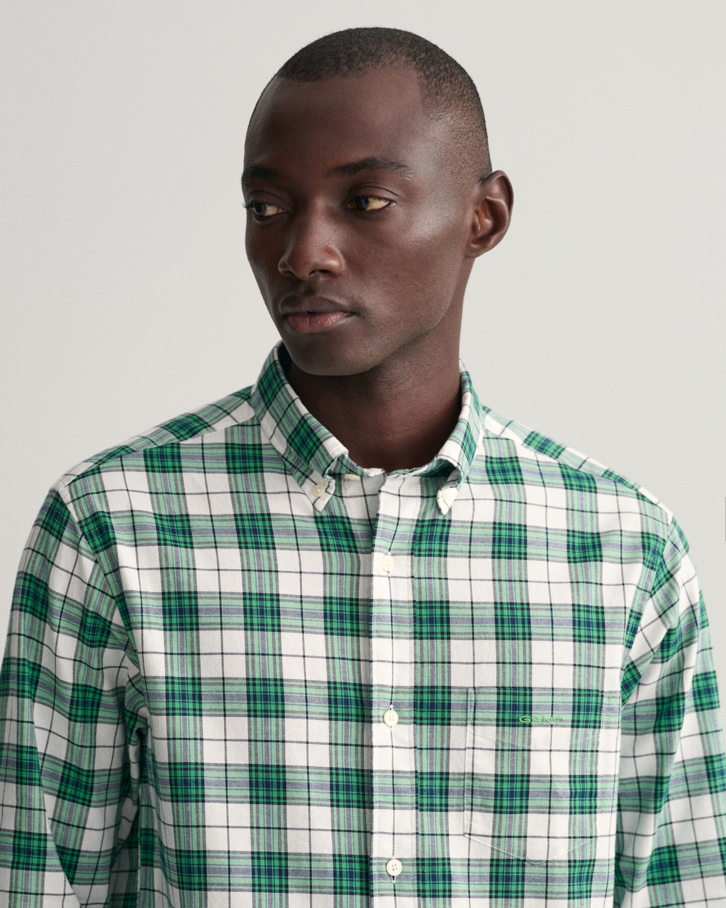 Regular fit rutig oxfordskjorta