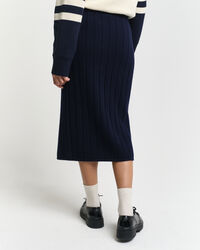 Bredribbad kjol i ull