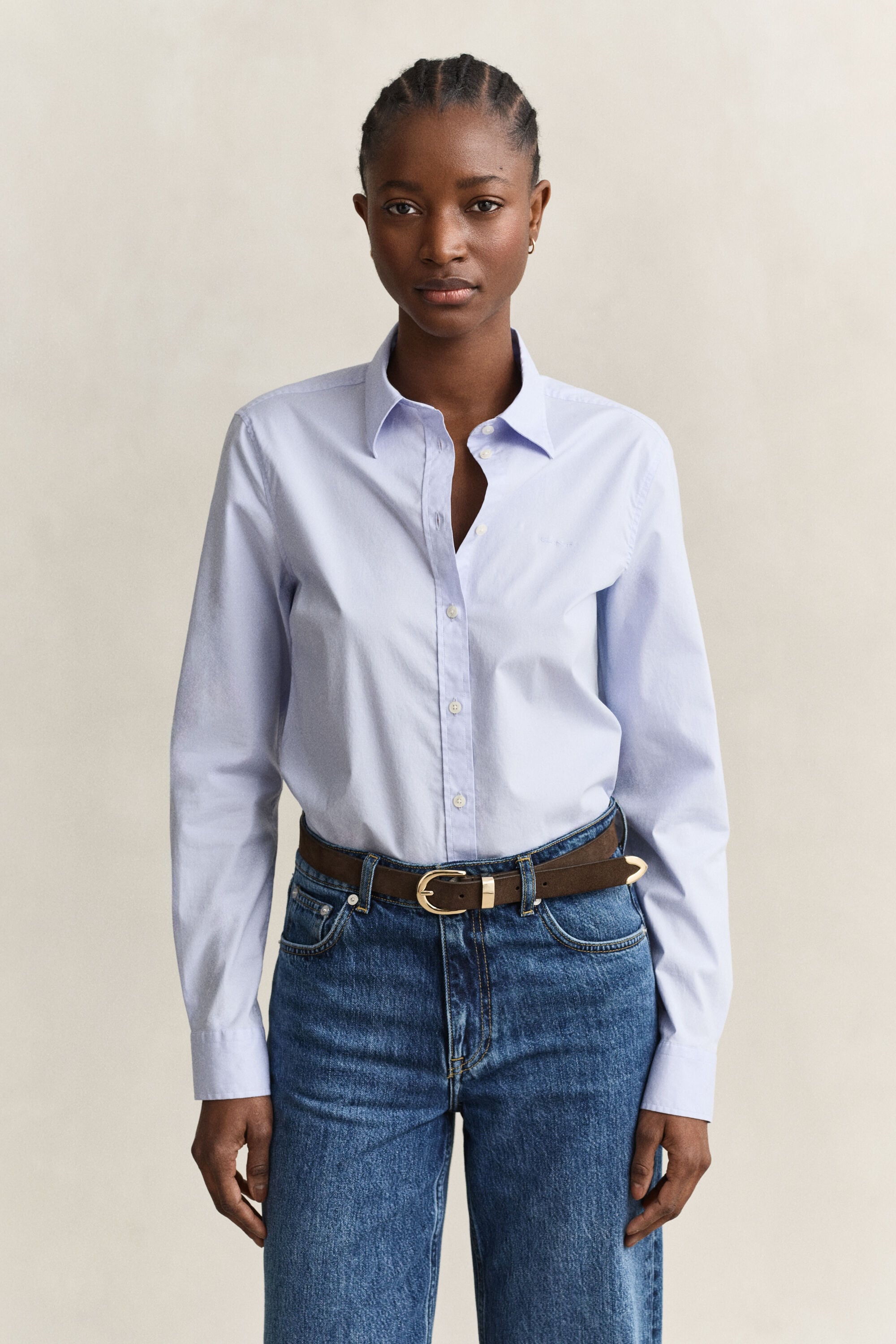 Slim fit poplinskjorta