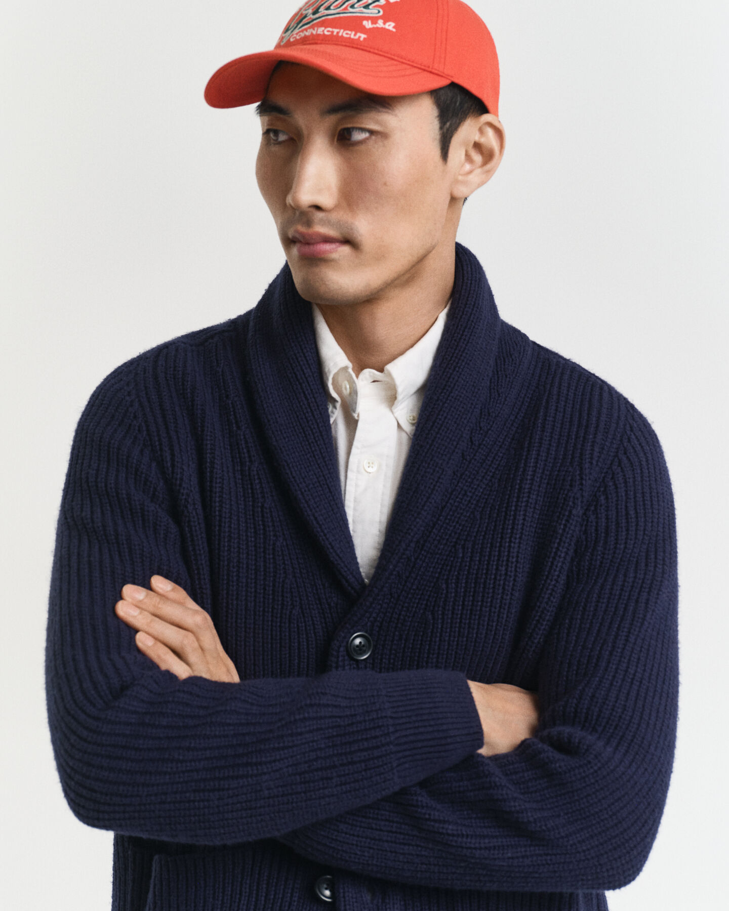 Kofta med sjalkrage i ullblandning