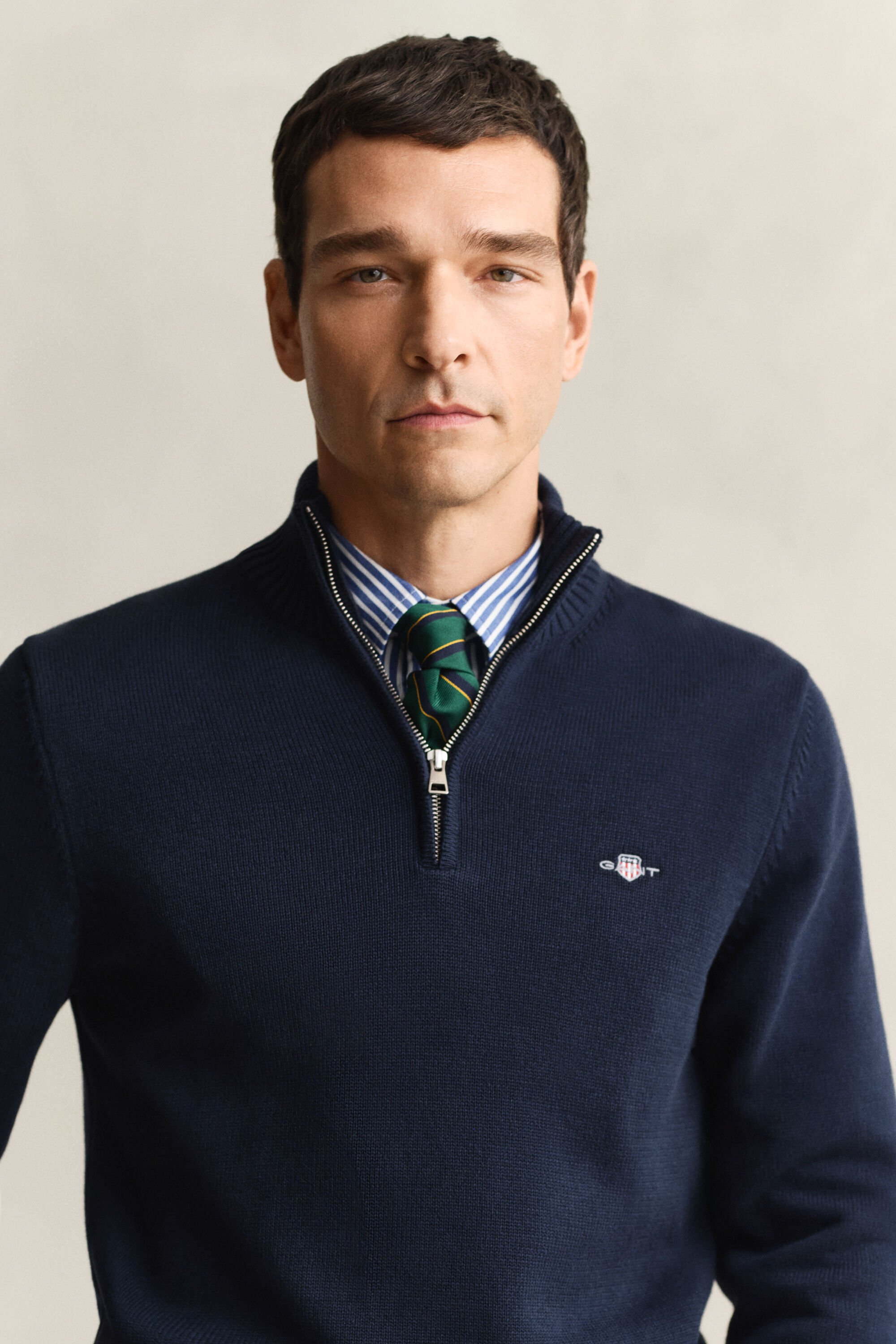 Casual Cotton tröja med dragkedja vid halsöppningen