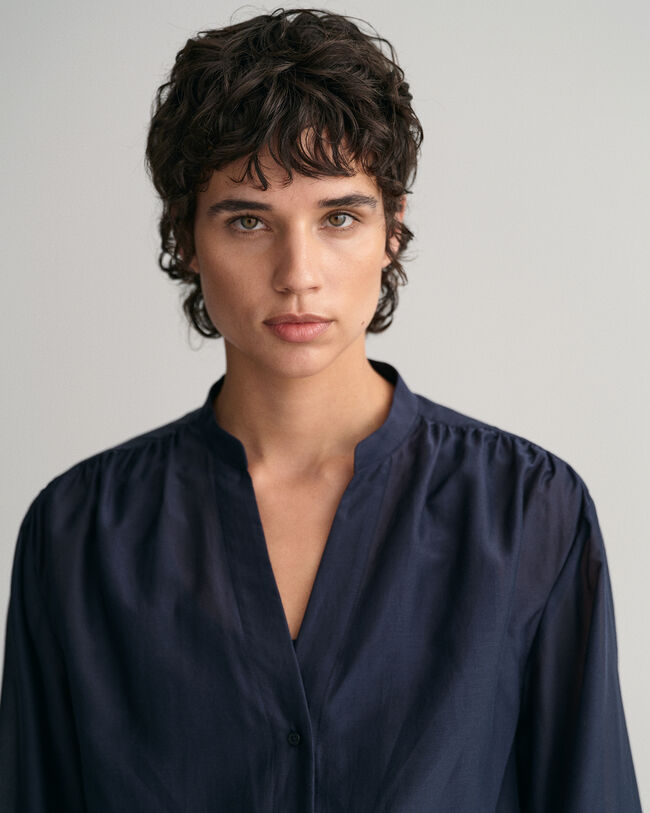 Relaxed fit blus i bomull och silke