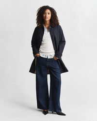 V-ringad kabelstickad tröja i bomullsstretch