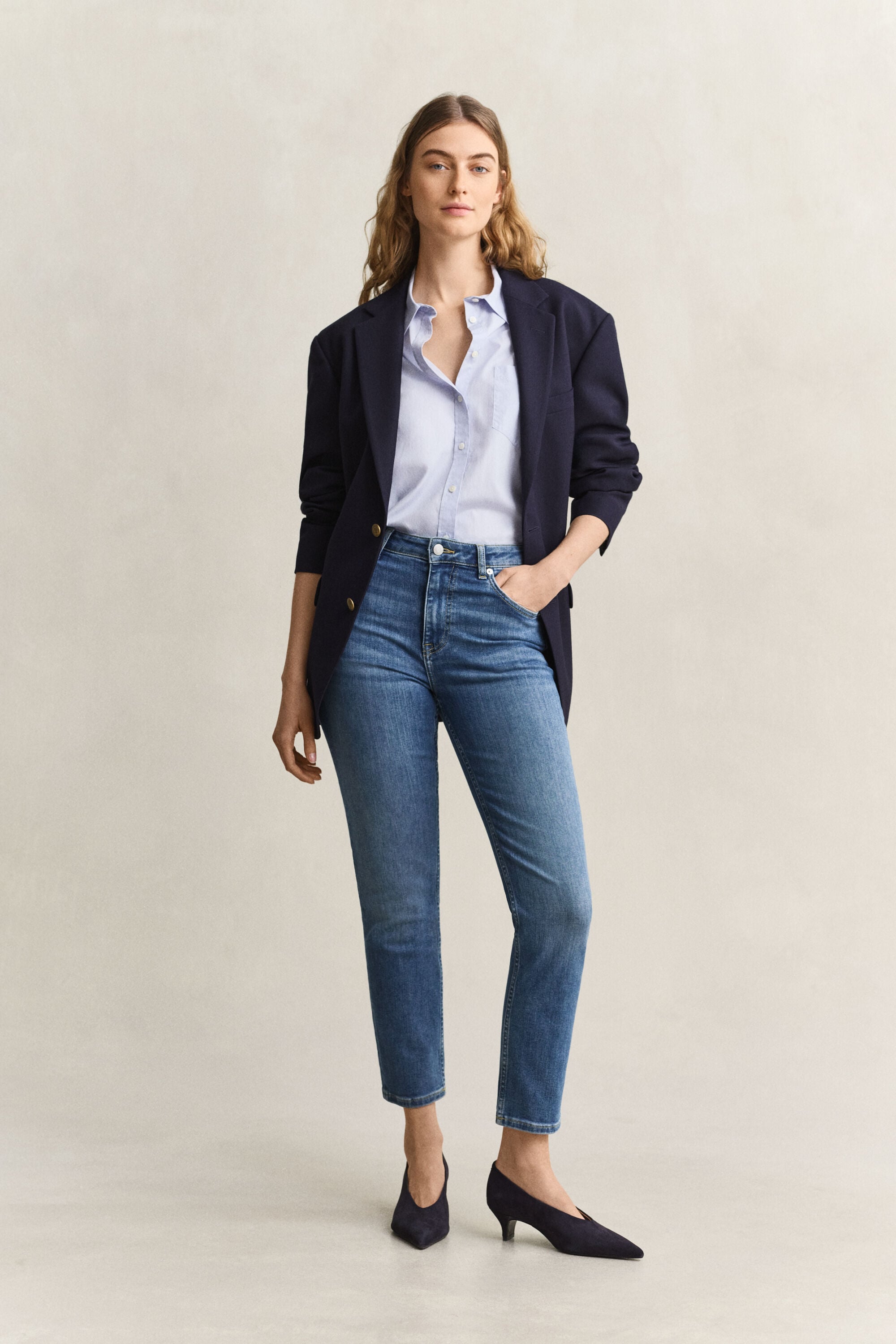Korta stretchjeans