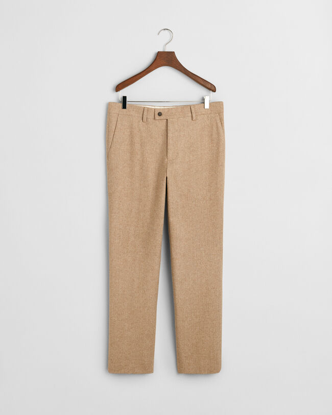 Slim fit kostymbyxor med fiskbensm&ouml;nster